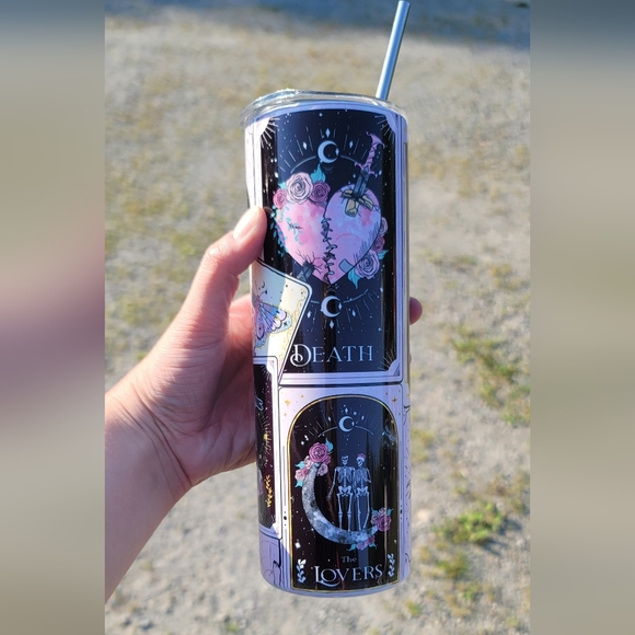 Tarot Card 20 oz Pink Tumbler Cup Double Walled Insulated HOT/COLD Drinks New - Picture 4 of 7